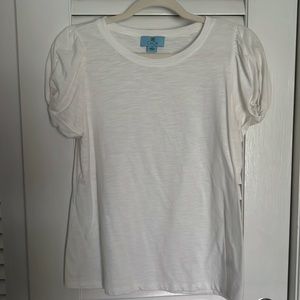Cece white shirt with knot short sleeve detail size small